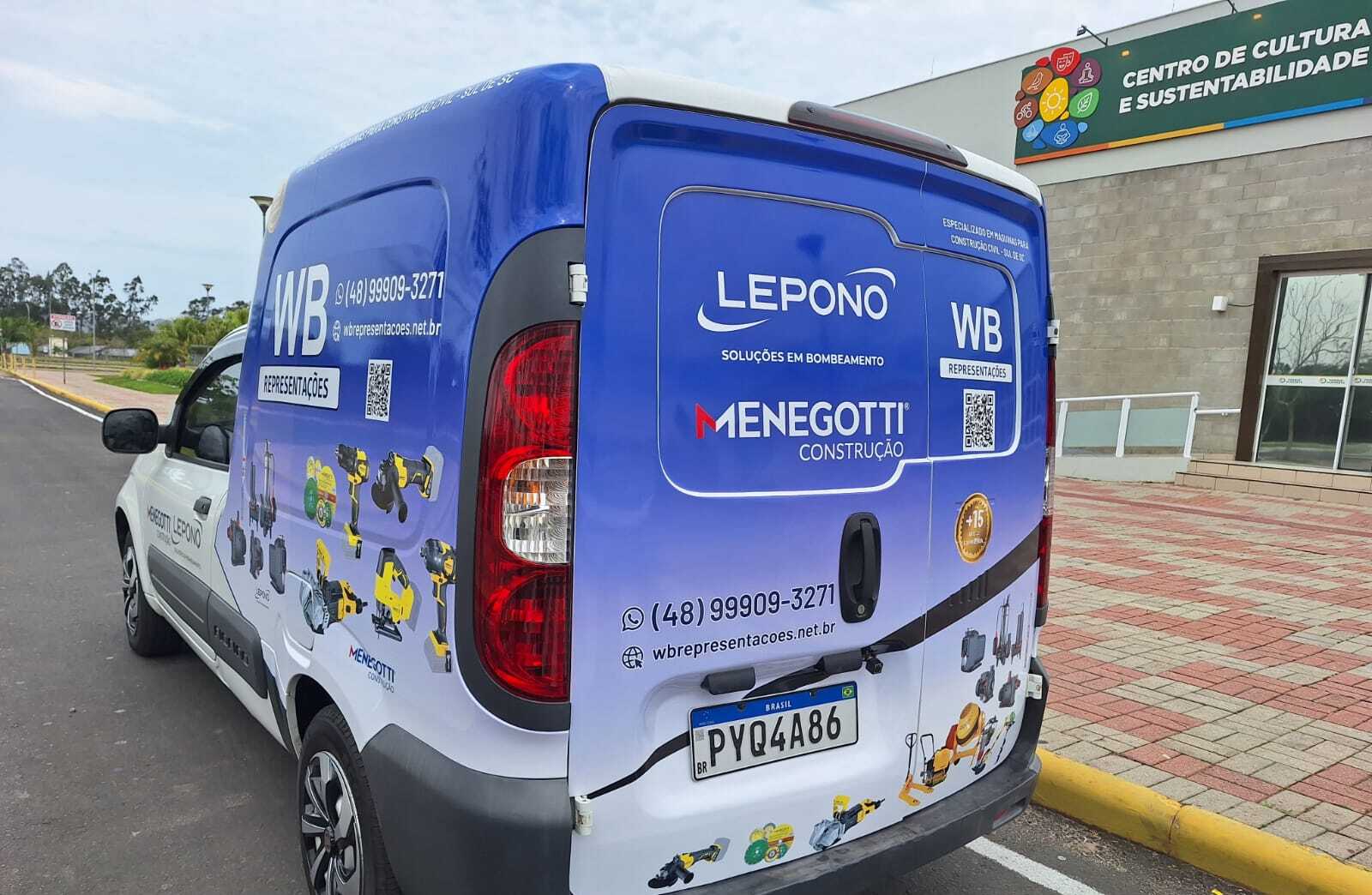 Fiorino da WB Representações plotada com as marcas Lepono e Menegotti